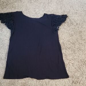 LOFT Navy Lace Sleeve Women's Tee